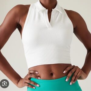 Athleta Aurora Rib Crop Polo Tank Medium